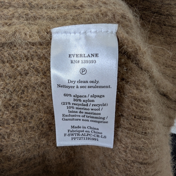 💘 Everlane The Cocoon Crew in Alpaca in Tiger’s Eye Tan Women’s Size Small - Picture 9 of 9